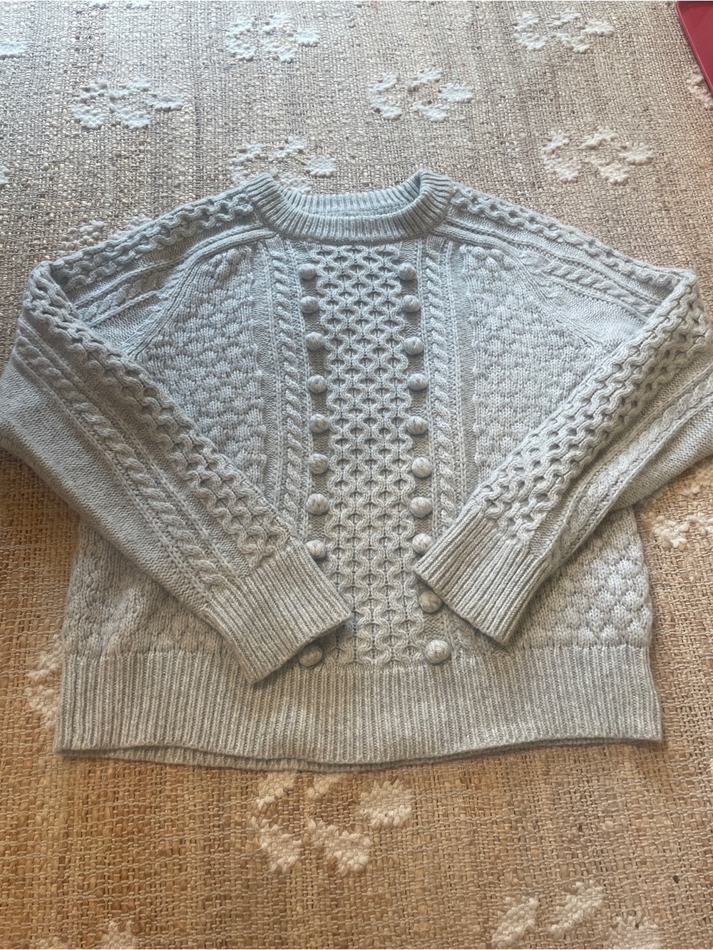 Gray Medium Women's J.Crew Popcorn Cable Knit Sweater